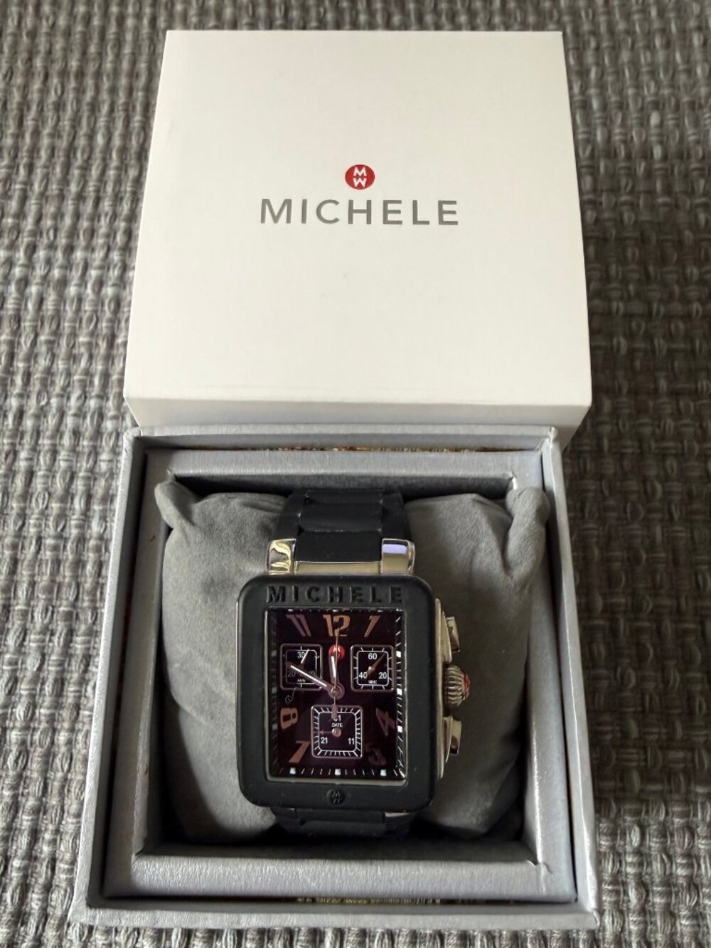 Michele Black Park Jelly Bean Chronograph Watch - Needs Battery